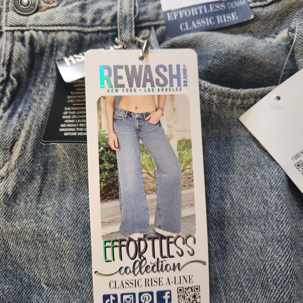 RE:WASH Forever 21 Denim Jeans Women Size 9 Baggy Distrssed Classic Rise‎ A Line - Picture 2 of 16